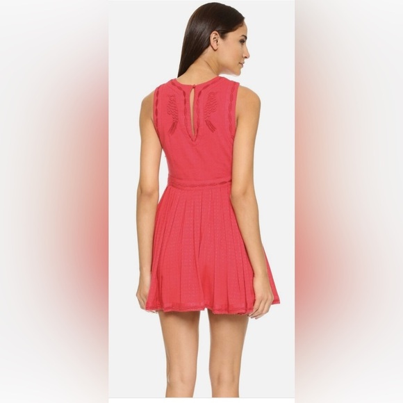 Free People Coral Birds Of A Feather Embroidered Sleeveless Mini Dress 6 - Picture 2 of 12